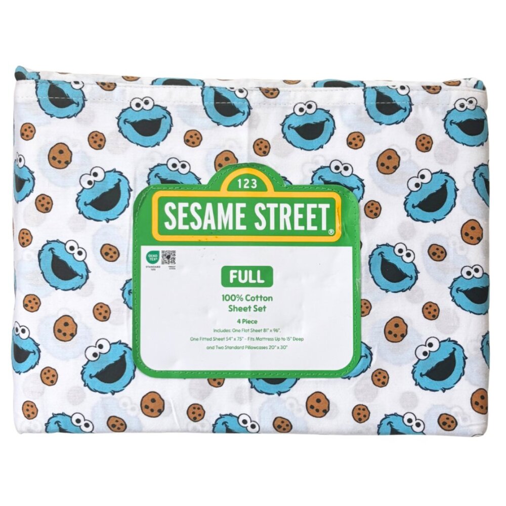NEW Sesame Street Cookie Monster FULL Sheet Set - 4 Piece